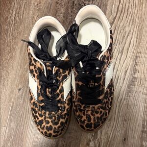 Target Leopard Print Sneakers with White Accents and Black Laces
